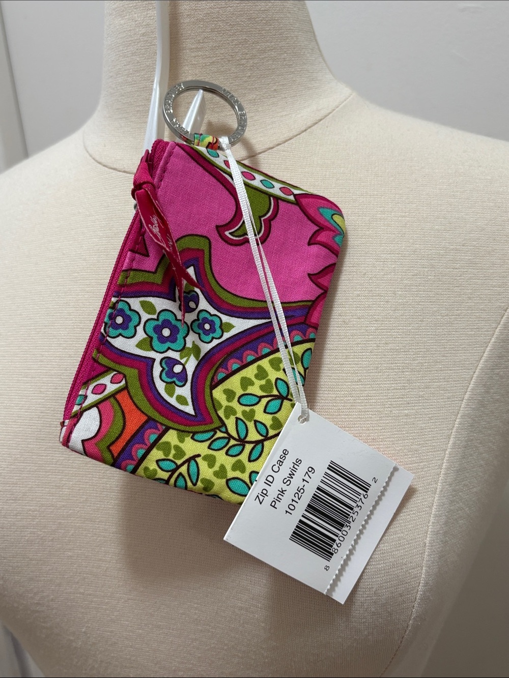 Vera Bradley ID Case Pink Swirls